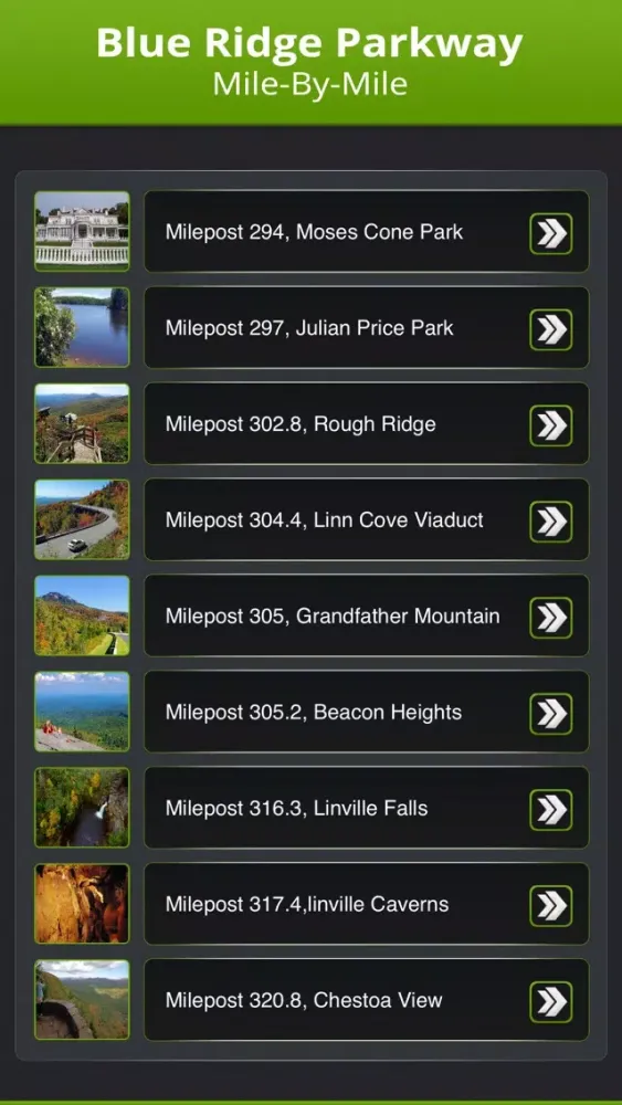 Blue Ridge Parkway Mile-By-Mile سکرین شاٹس