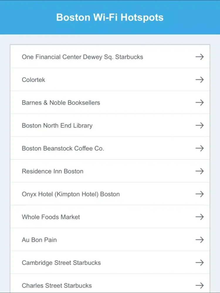 Screenshot di Boston Wifi Hotspots iPad 