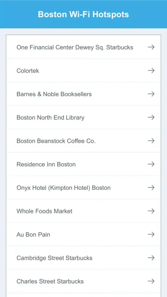 Screenshot di Boston Wifi Hotspots