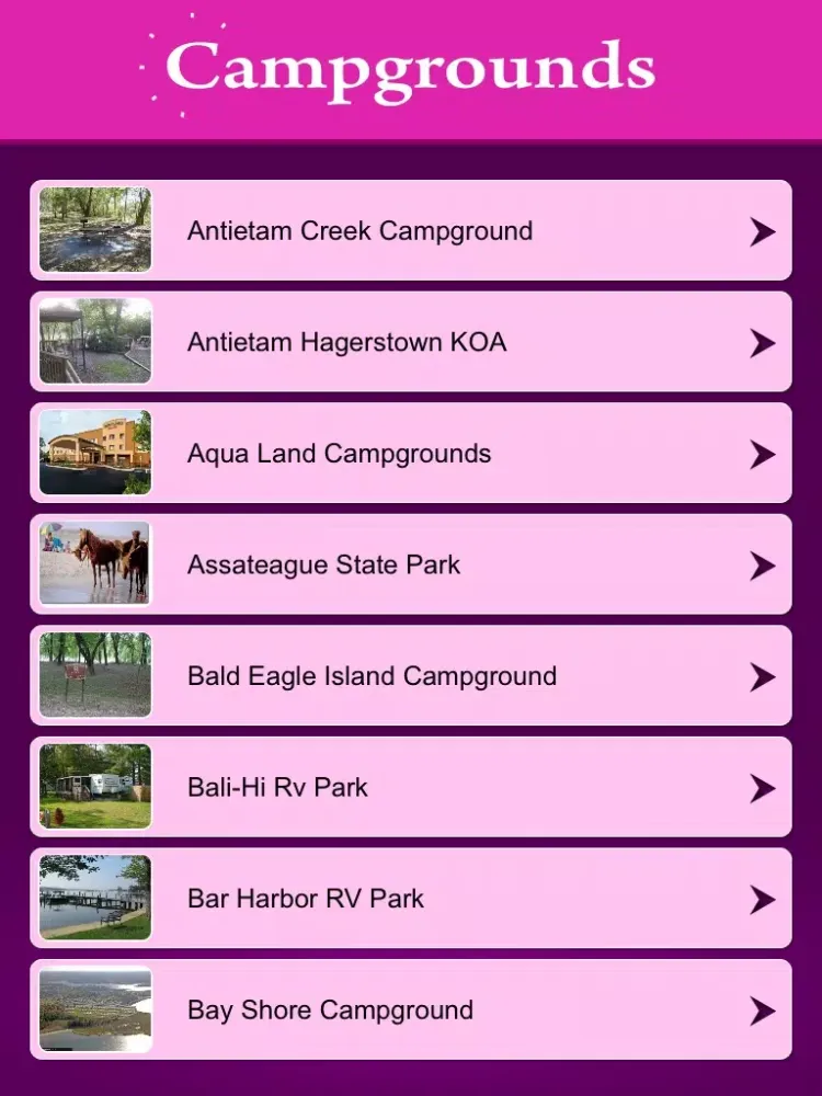 ภาพหน้าจอของ Maryland Campgrounds & RV Parks iPad 