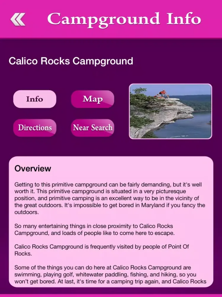 ภาพหน้าจอของ Maryland Campgrounds & RV Parks iPad 