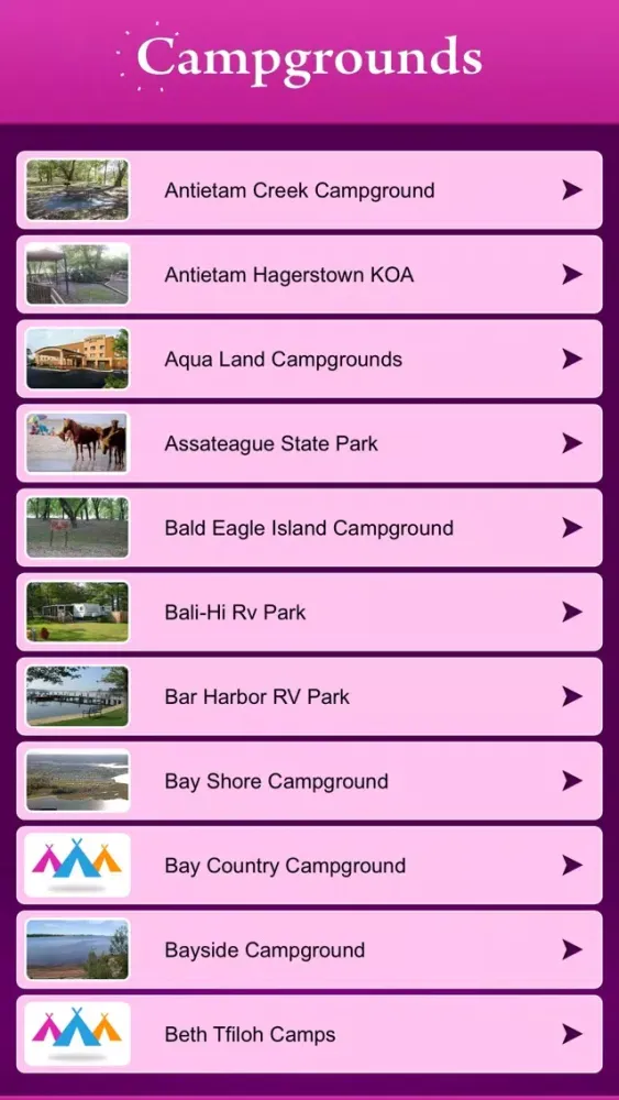 ภาพหน้าจอของ Maryland Campgrounds & RV Parks
