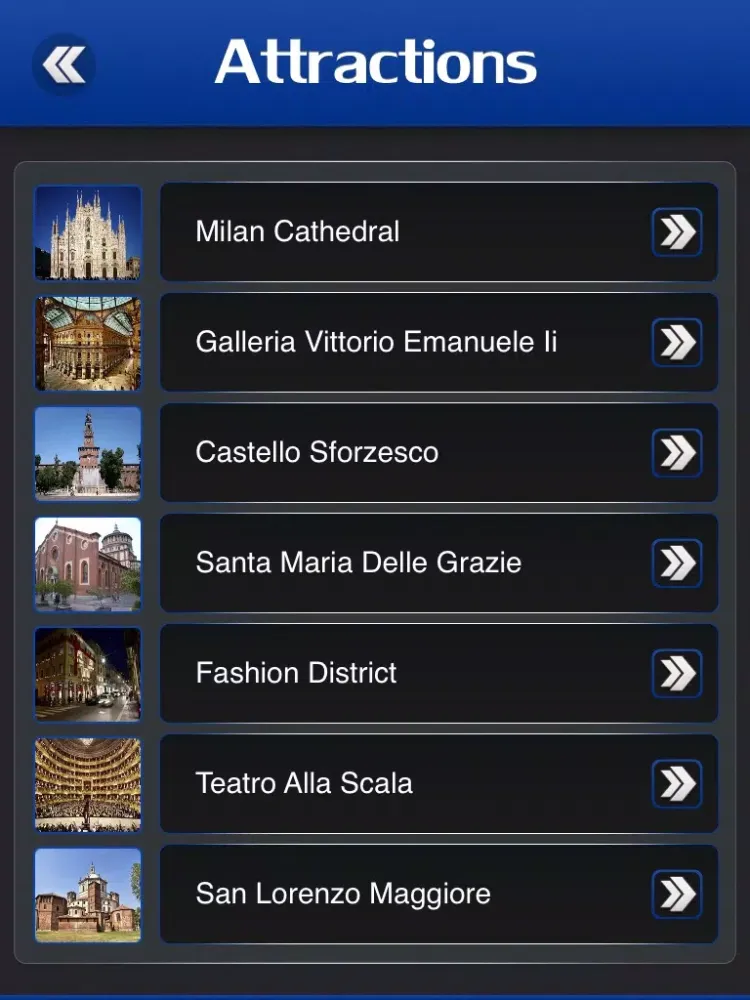 Tangkapan skrin Milan Travel Guide iPad 