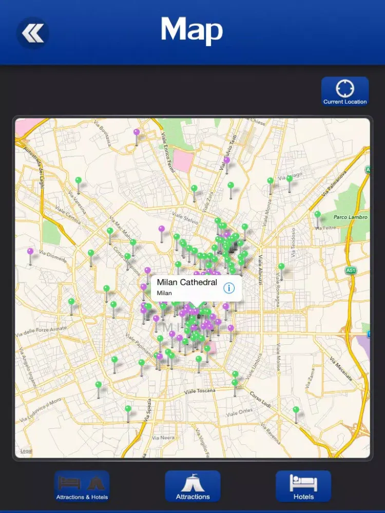 Tangkapan skrin Milan Travel Guide iPad 