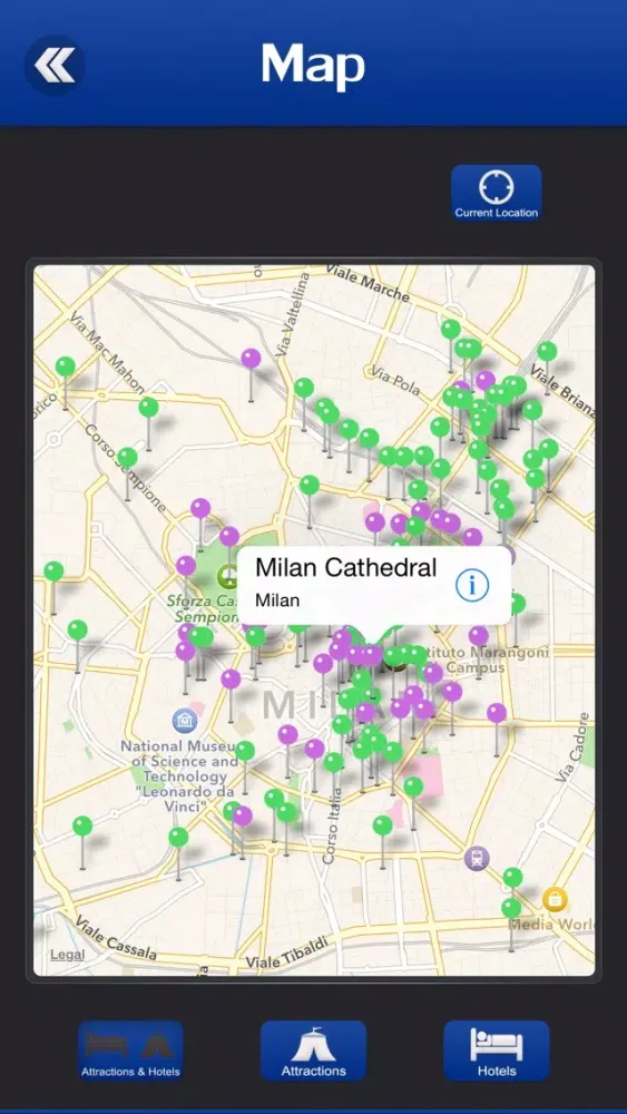 Tangkapan skrin Milan Travel Guide
