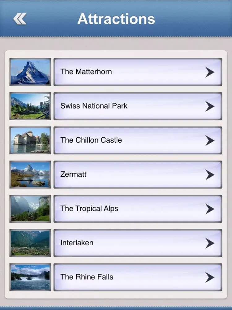 Capturas de tela do Switzerland Tourist Guide iPad 