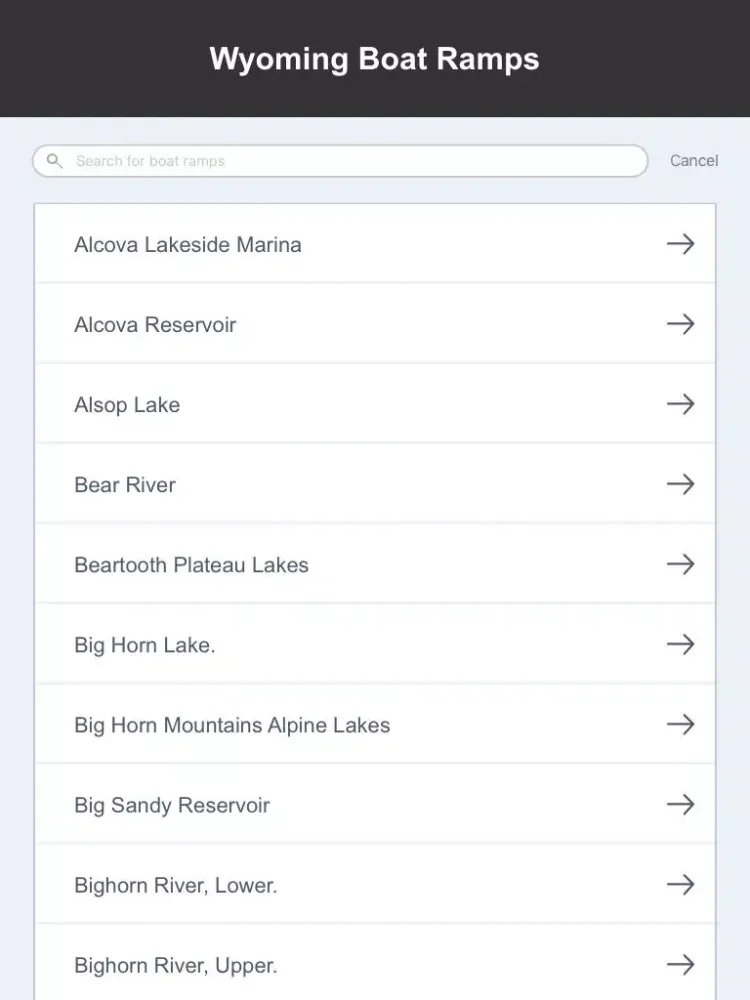 Captures d'écran de Wyoming Boat Ramps & Fishing Ramps iPad 