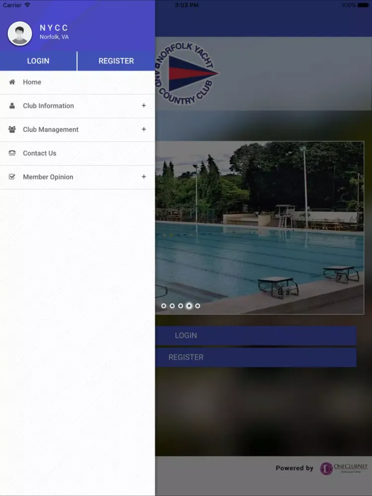 Tangkapan skrin Norfolk Yacht Country Club iPad 