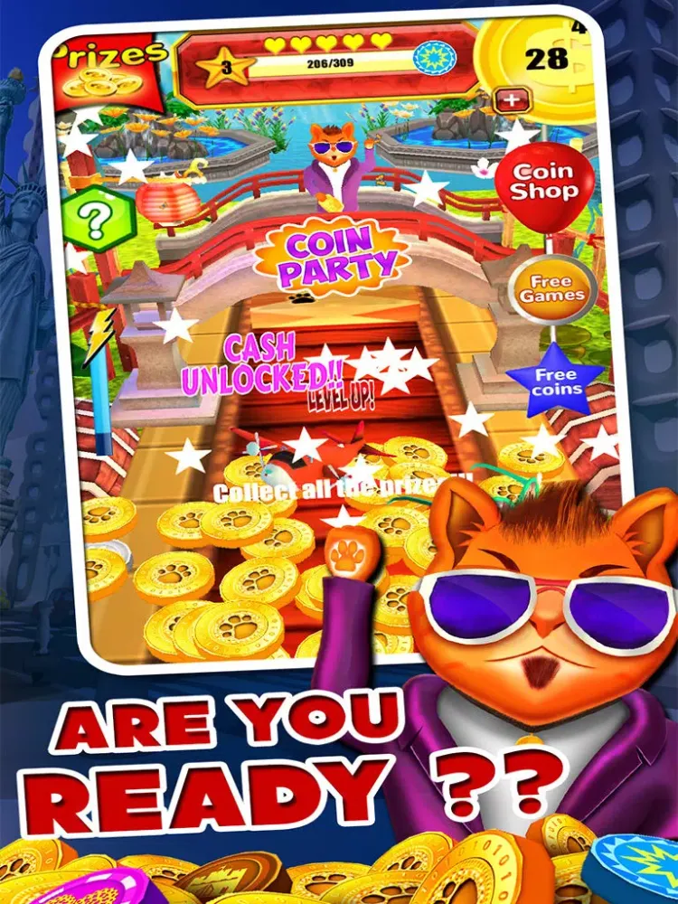 Capturas de tela do > Fortune Cat Magical Kingdom - A Kitty Coin Pusher Jackpot iPad 