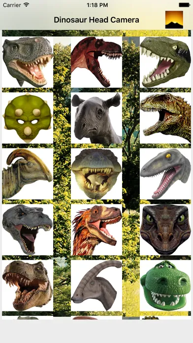 Capturas de tela do Dinosaur Head Camera