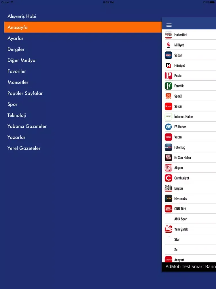 Tüm Gazeteler ve Manşetler iPad 應用截圖
