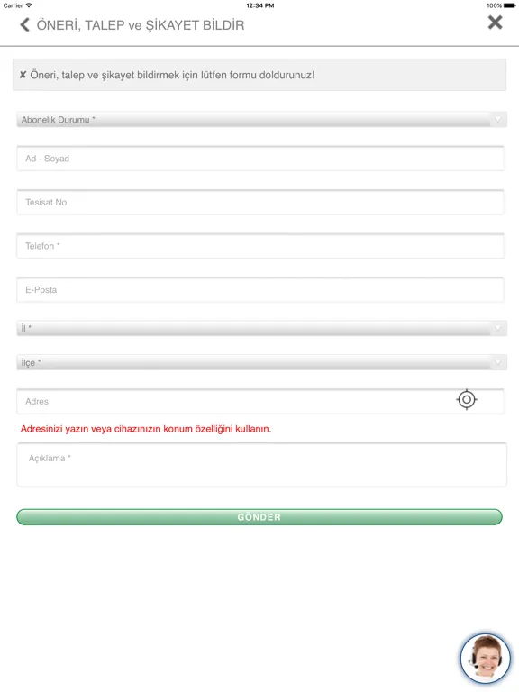 Ảnh chụp màn hình của ARAS EDAŞ iPad 