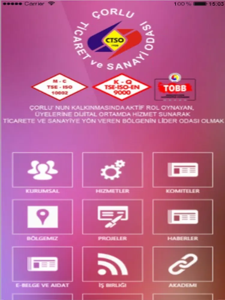 Çorlu Ticaret ve Sanayi Odası iPad 应用截图