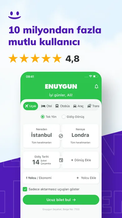 Capturas de tela do ENUYGUN: Uçak Otel Otobüs Araç