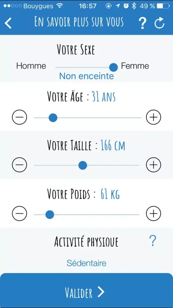 Tangkapan skrin Mon bilan hydratation