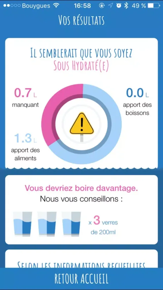Tangkapan skrin Mon bilan hydratation