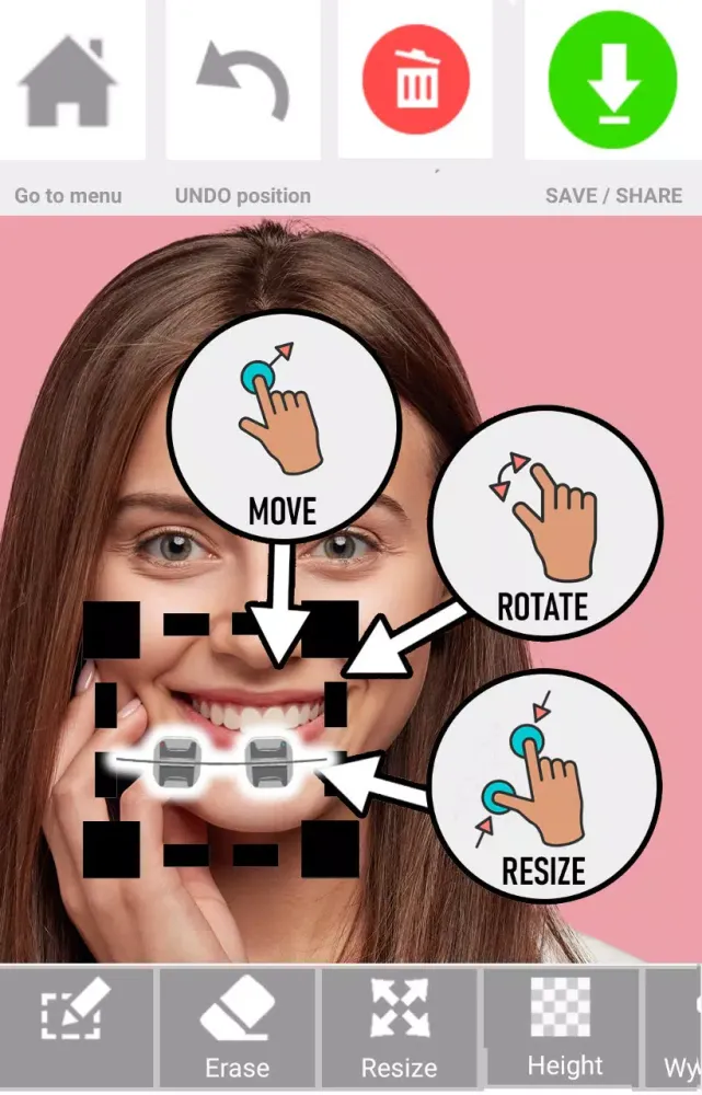 Capturas de pantalla de Braces on teeth: Photo editor