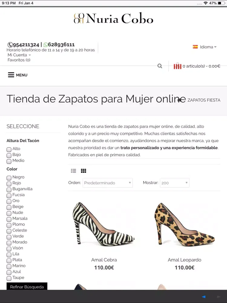 Captures d'écran de Nuria Cobo Zapatos iPad 