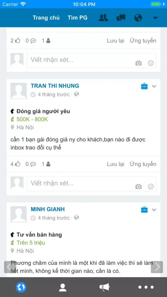 Mạng xã hội việc làm VinaPG स्क्रीनशॉट