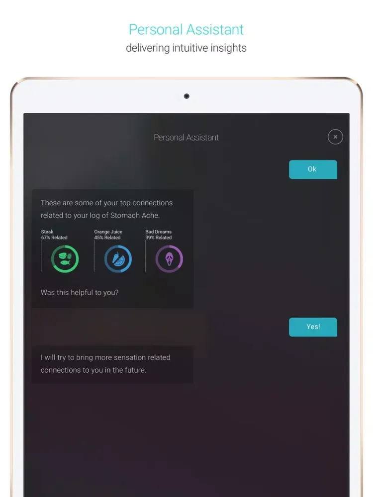 Tangkapan layar Vilo Health: Causality Tracker iPad 