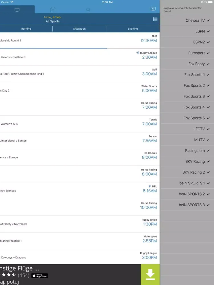 Australian Live Sport TV Guide iPad  Ekran Görüntüleri
