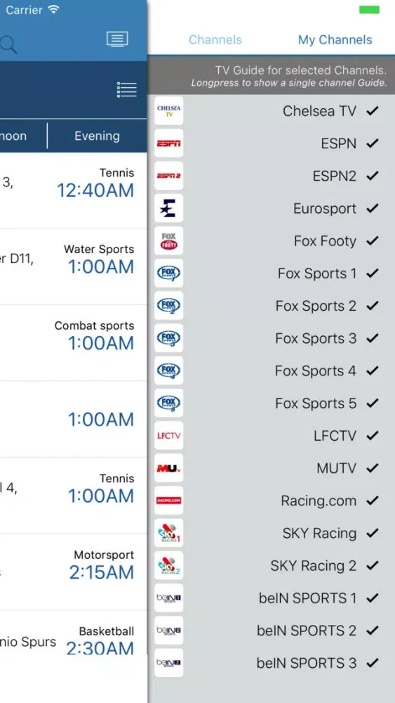 Australian Live Sport TV Guide Ekran Görüntüleri