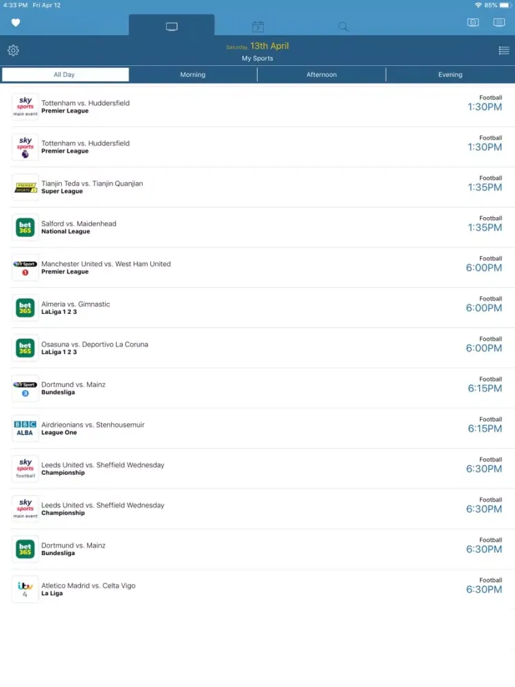 صور UK Live Sport TV Listings iPad 