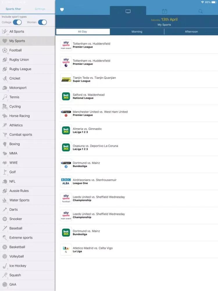صور UK Live Sport TV Listings iPad 