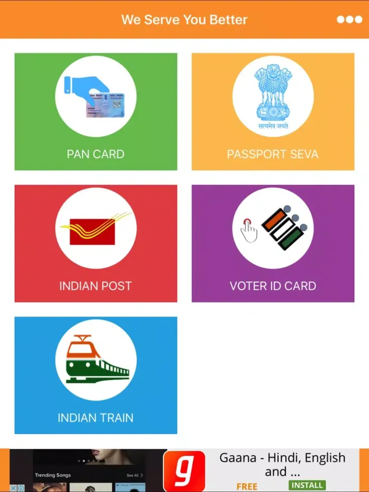 Pan VoterId Card Passport PNR Indian Post iPad 应用截图
