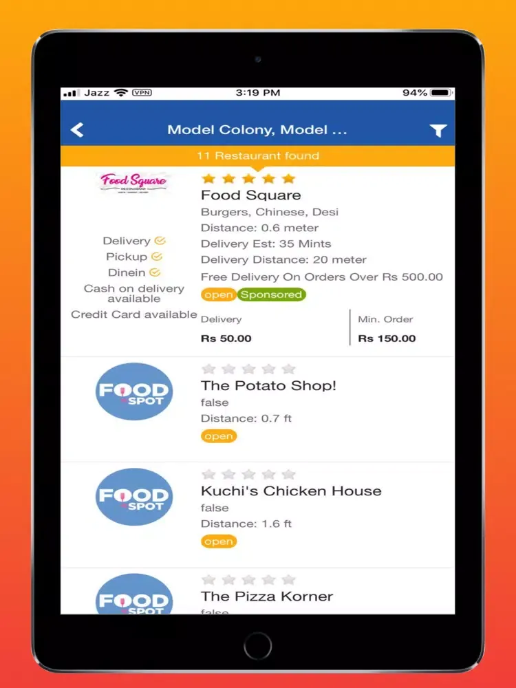 Скриншоты foodspot-Online Food Delivery iPad 