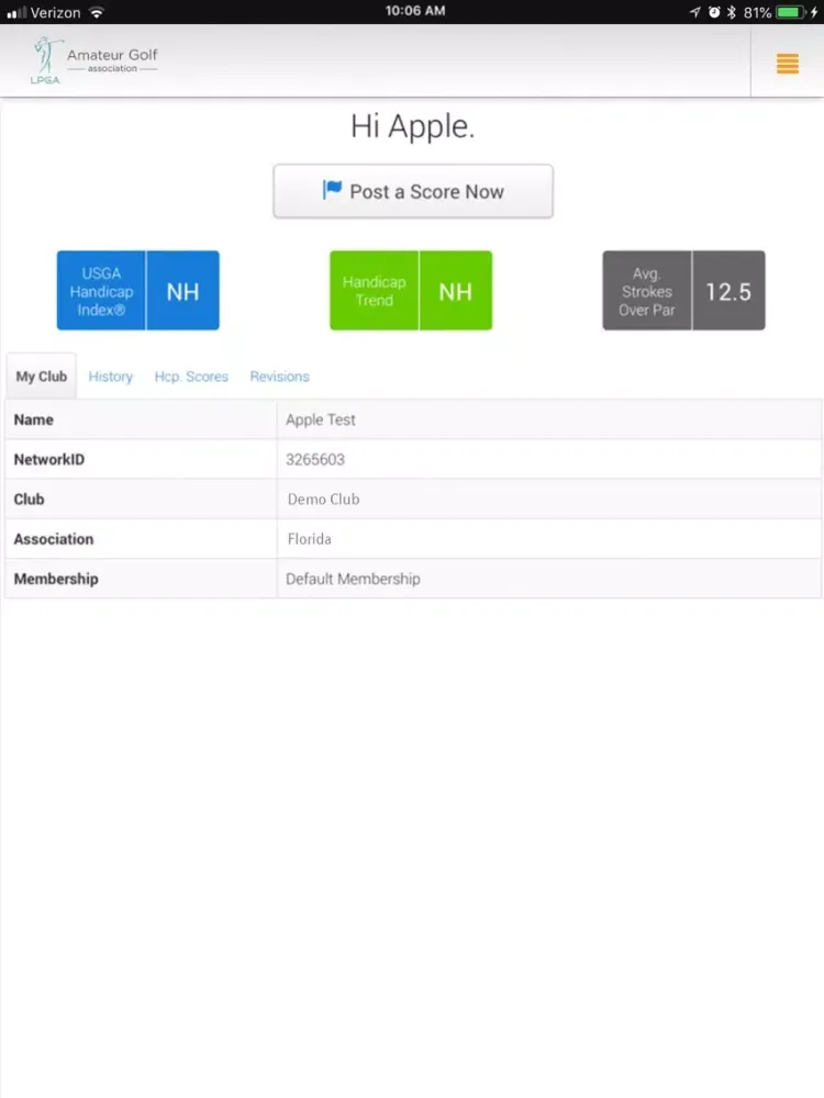 LPGA Amateurs Handicap Service iPad 应用截图