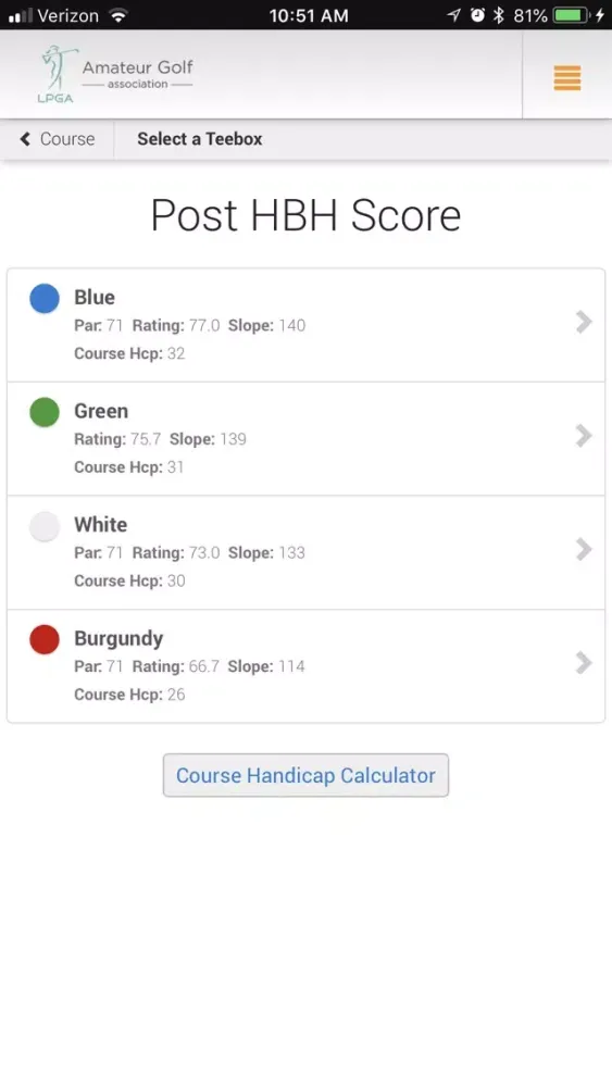 LPGA Amateurs Handicap Service应用截图