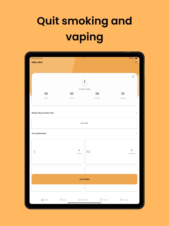Capturas de tela do Quit Smoking Vaping Drinking iPad 