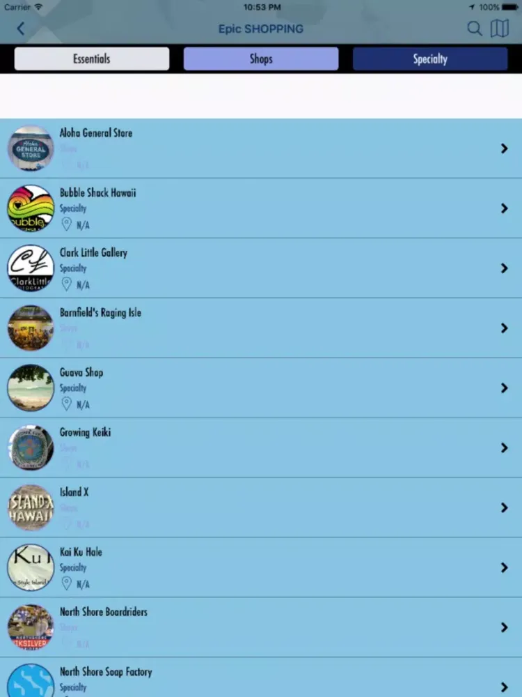 Ảnh chụp màn hình của Epic North Shore iPad 