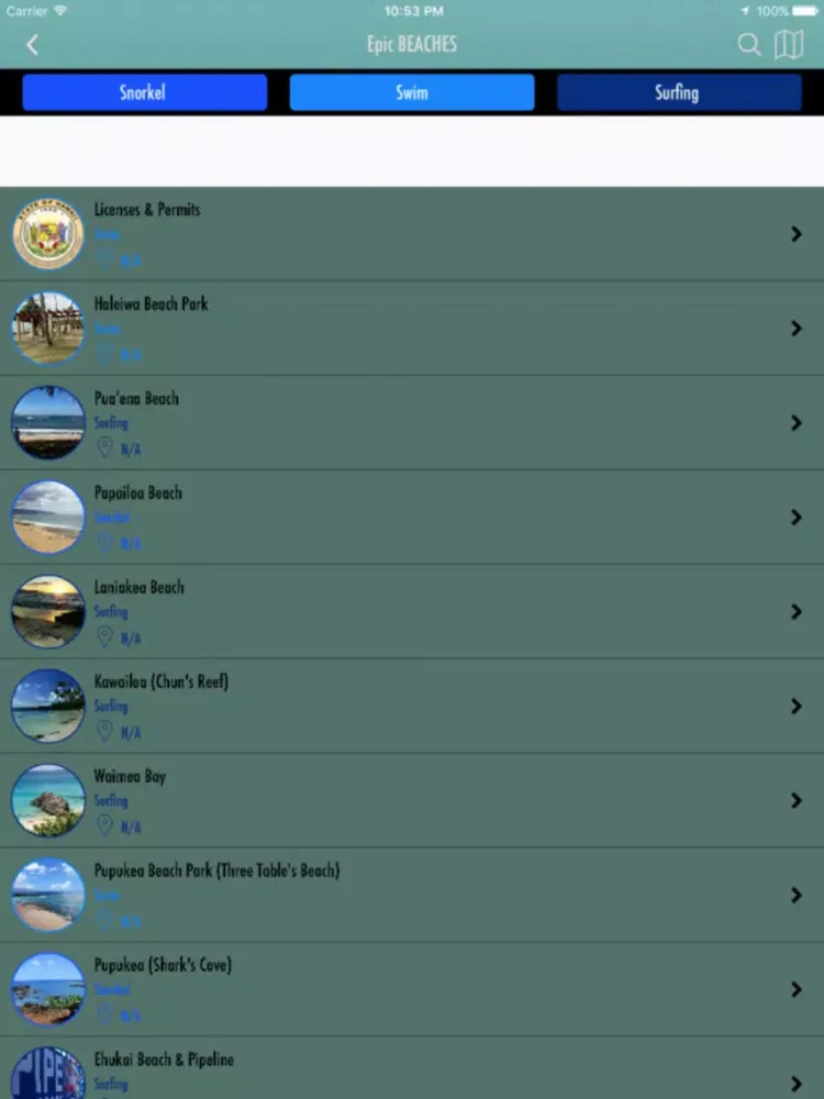 Ảnh chụp màn hình của Epic North Shore iPad 