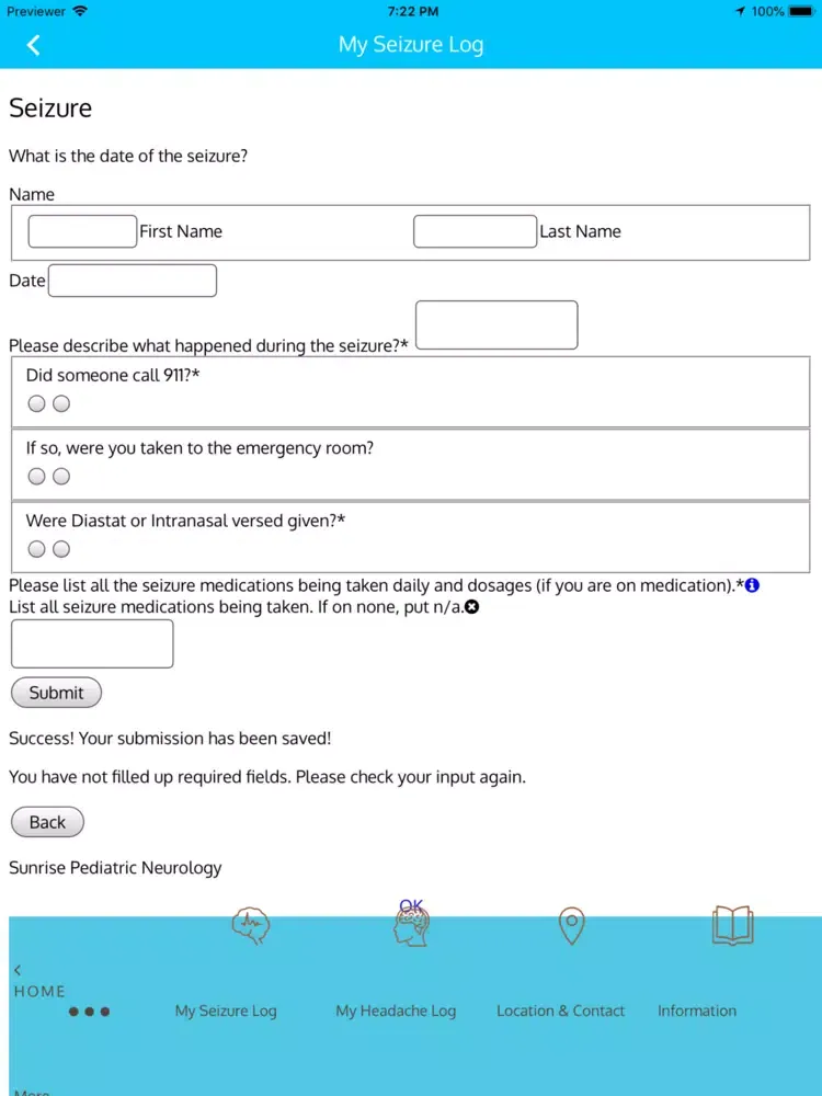 Tangkapan layar Sunrise Pediatric Neurology iPad 