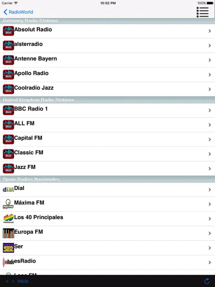 Ảnh chụp màn hình của Radios of the World - in your hands iPad 