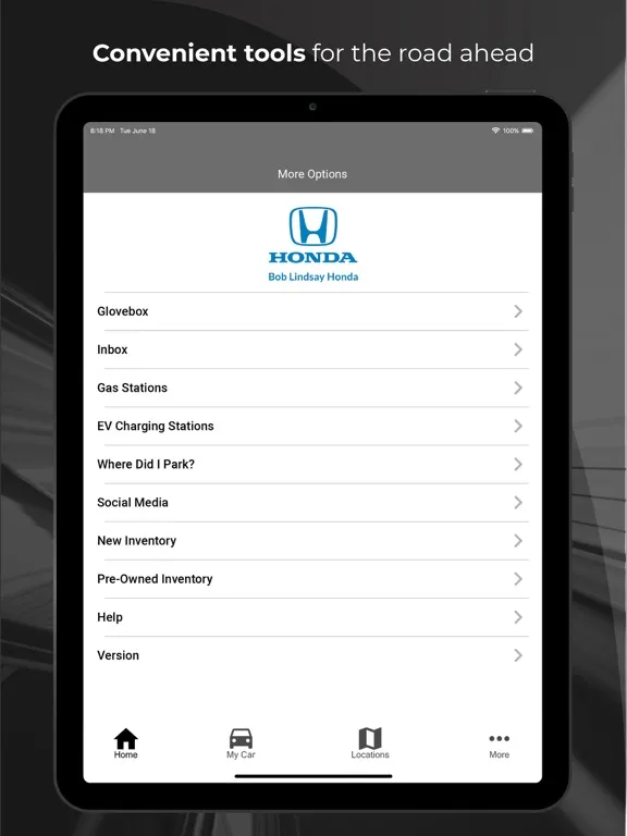 Tangkapan skrin Bob Lindsay Honda iPad 