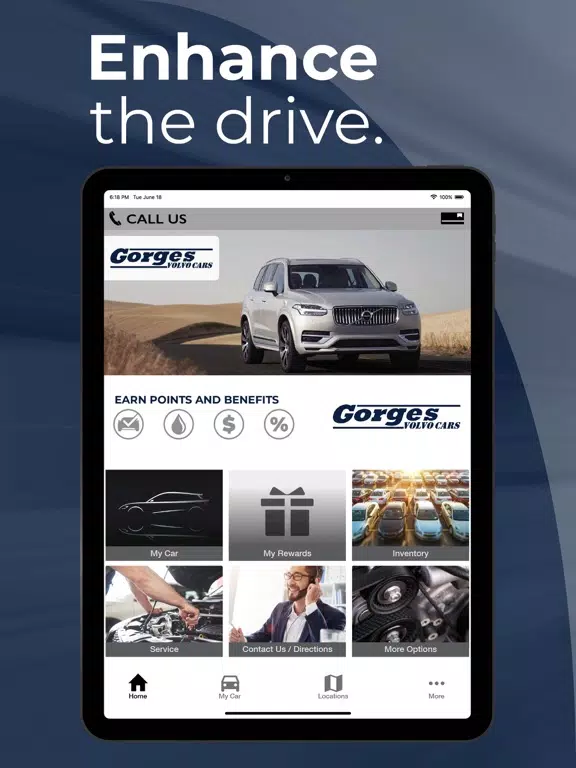 Tangkapan layar Gorges Volvo Rewards iPad 