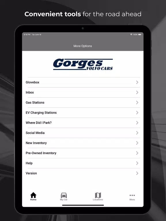 Tangkapan layar Gorges Volvo Rewards iPad 