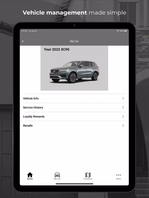 Tangkapan layar Gorges Volvo Rewards iPad 