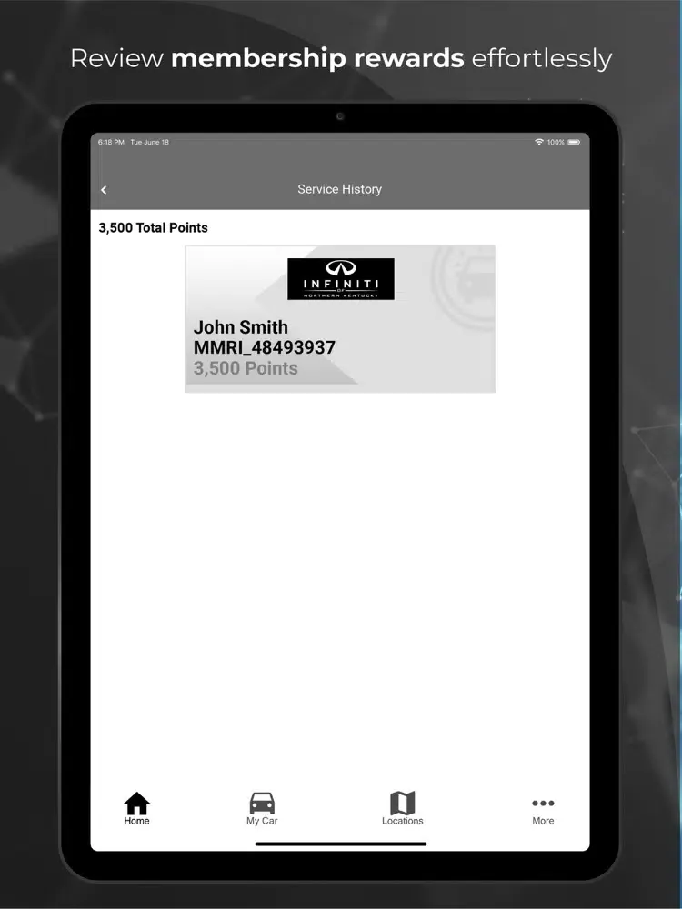 Infiniti VIP Rewards iPad  Screenshots
