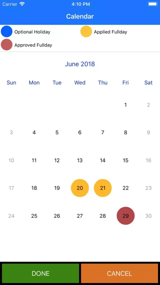 Captures d'écran de Mobile Aspects LeaveManagement