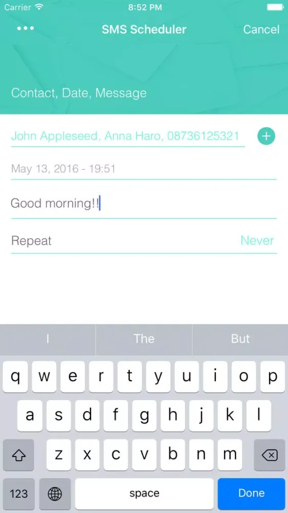Captures d'écran de SMS Scheduler EZ