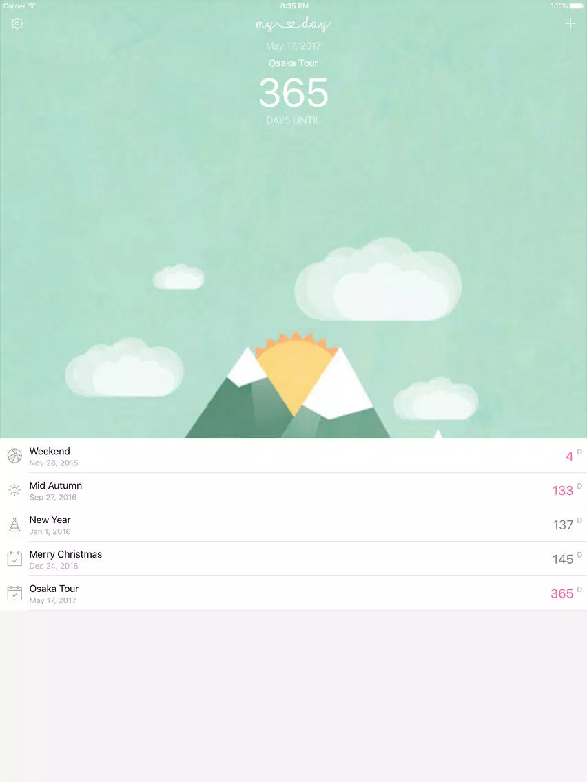 Lavish My Days - Event Reminder & Countdowns iPad  स्क्रीनशॉट