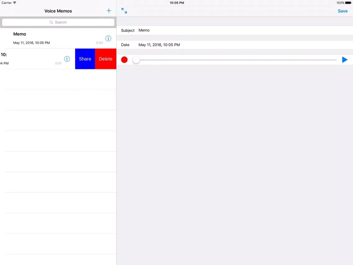 Insta Voice Memo iPad  Screenshots