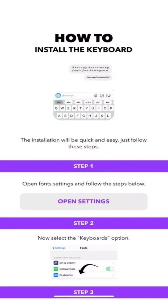 ภาพหน้าจอของ Fonts for insta keyboard +