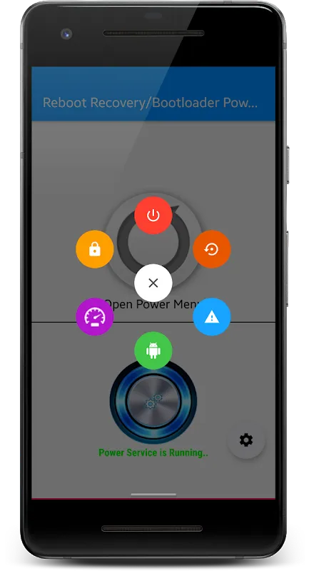 Capturas de tela do Reboot Recovery/Bootloader Power Menu