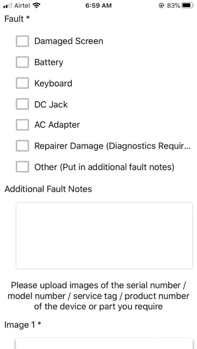 MobileHQ Laptop Parts Request 스크린샷