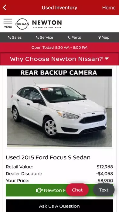 Ảnh chụp màn hình của Newton Nissan of Gallatin
